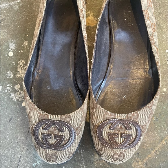 Gucci Ballet Shoes GG Monogram Beige Canvas Flat Size 37.5 - Picture 2 of 11